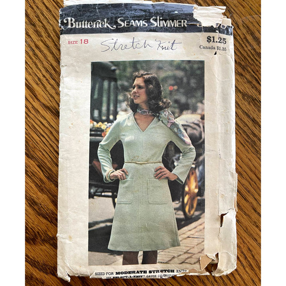 Vintage 1960s Butterick 3898 Sewing Pattern Size XL 18 A Line Dress COMPLETE - Picture 1 of 2